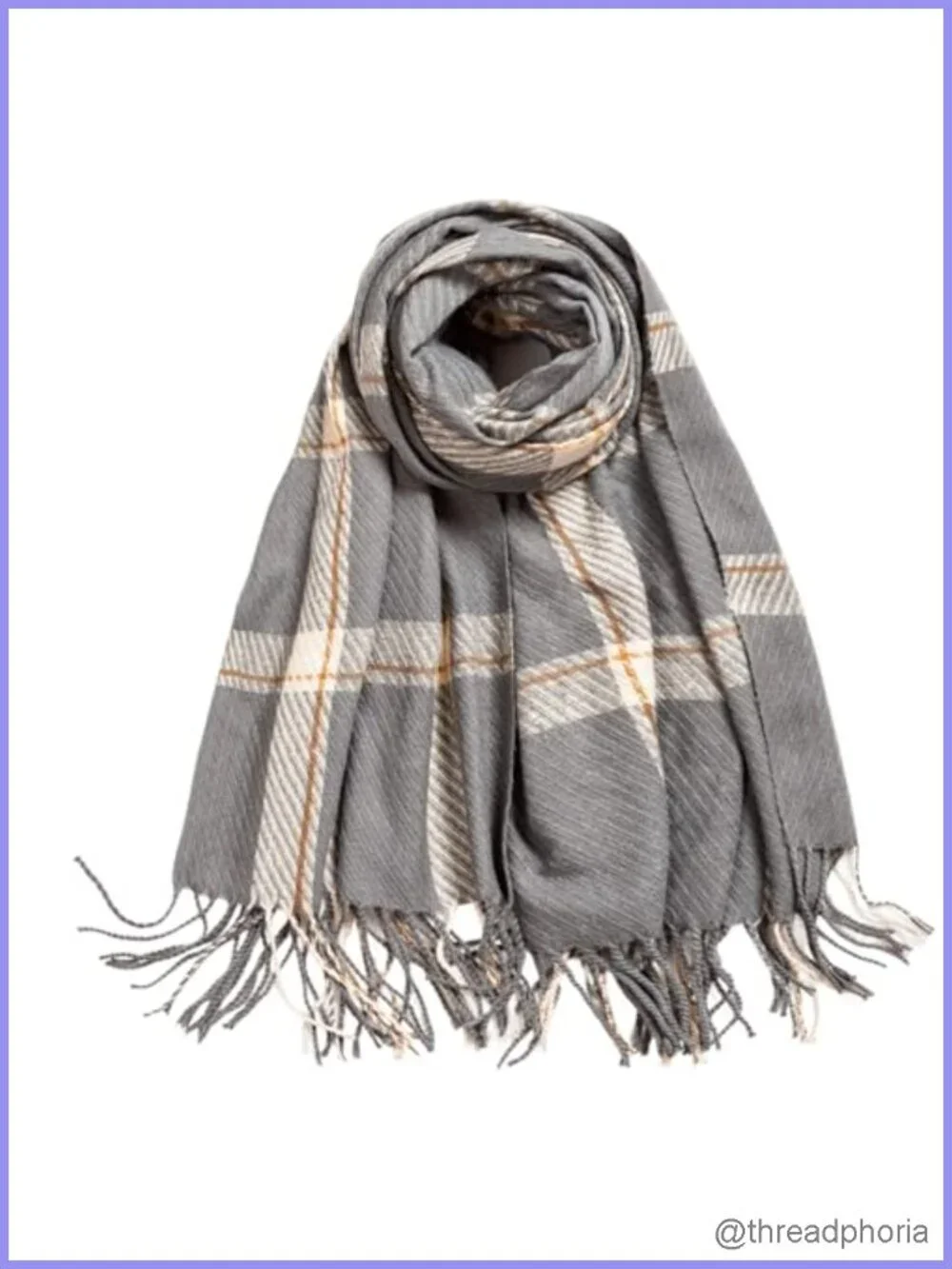 Women's Plaid Scarf Soft Cashmere Feel Shawl Wrap with Tassels Winter
